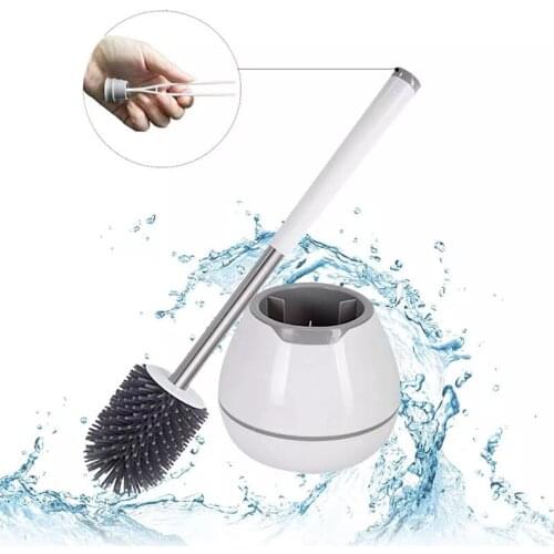BOOMJOY TPR Toilet Brush with a Thoughtful Designed Tweezer and Holder Set Silicone Bristles for Bathroom Commode Cleaning