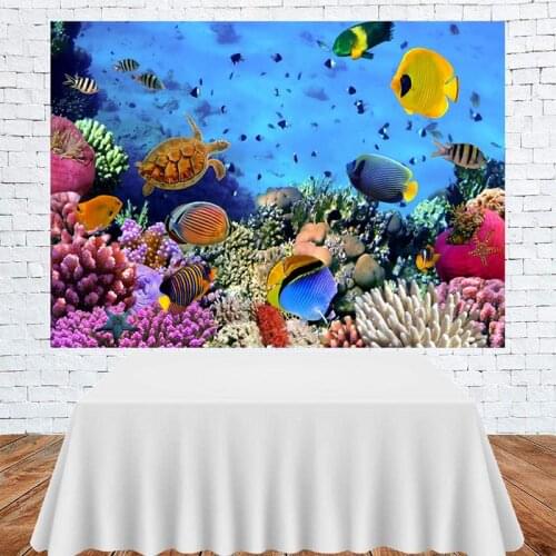 Cartoon Under The Sea World Color Fish Coral Background Childrens Birthday Party Room Decoration Photography Studio Backdrop