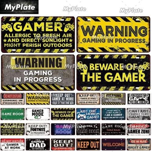 Game Sign License Plate Metal Sign Tin Sign Vintage Game Room Decor Metal Plaque Man Cave Bar Sign Home Decor