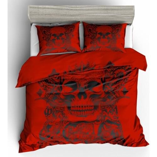 Fanaijia king skulls duvet cover 3D red sugar skull Bedding Set with pillowcase AU Queen Bed bedline