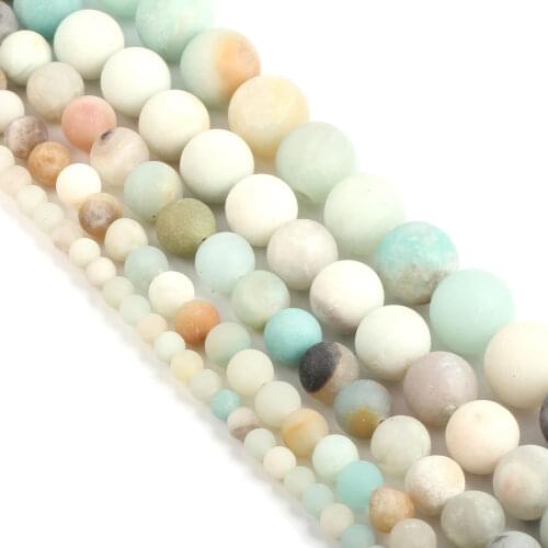 Natural Stone Matte Amazonite Round Beads For Jewelry Making 4 6 8 10 12mm Perles Gem Loose Beads DIY Bracelet Necklace 15