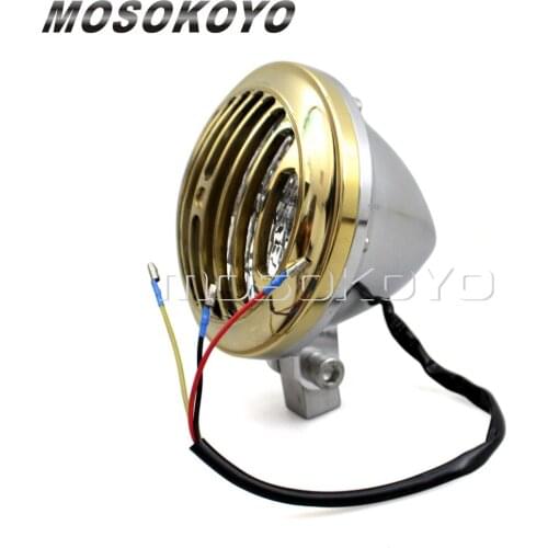 Brass Polish Motorcycle Vintage Headlight Grille Cover Guard Halogen Head Lamp for Harley Sportster XL883 XL1200 Cafe Racer