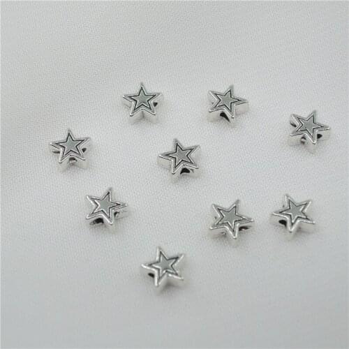 50pcs/lot 6.3mm metal star beads for jewelry making findings diy charms spacer beads pendants for bracelet earrings accessories