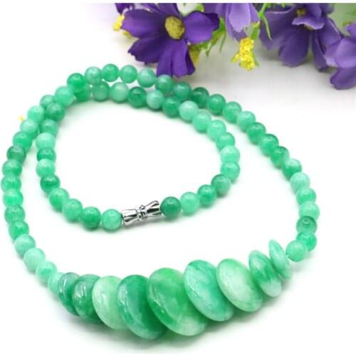 Cute/Romantic Natural Stone Jades Beads Coin Shape Pendant Necklace Womens Jewelry Anion Strand Chain Party Gift 18inch Y1091