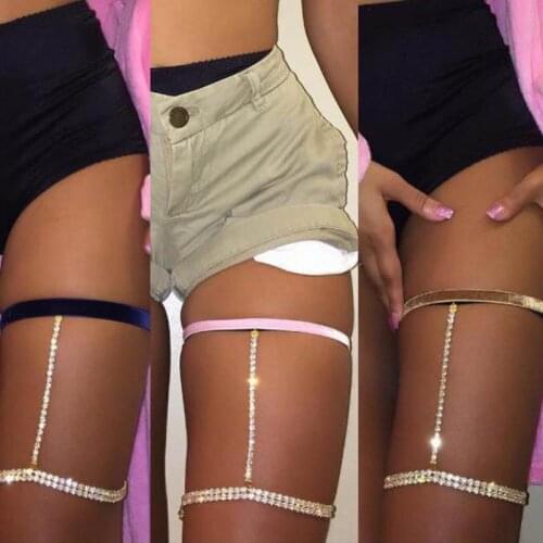 Fashion Summer Rhinestone Body Chain Leg Thigh Chain Woman Sexy Beach Bikini Bodychain Leg Thigh Harness Body Jewelry