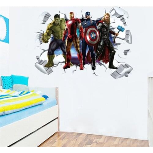 Disney Hero The Avengers Wall Stickers Home Decor Living Room Cartoon Wall Decals Diy Mural Art Pvc Posters Boys Gift