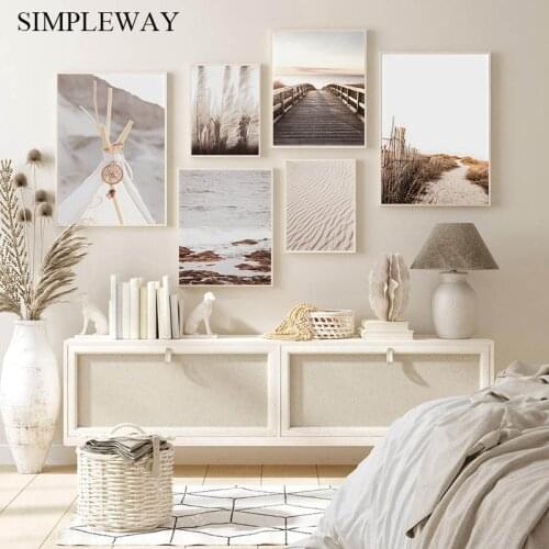 Beach Sunset Nature Landscape Canvas Poster Desert Grass Wall Print Nordic Art Painting Decorative Picture Modern Home Decor