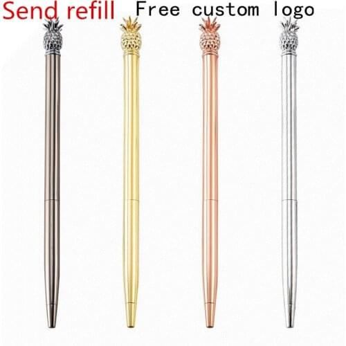 New fashion small pineapple metal pen creative metal ballpoint pen laser custom LOGO name