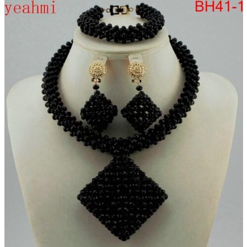 New 2020 Fashion African Beads Jewelry Set Nigerian Wedding Crystal Beads Necklace Bridal Jewelry Sets Free Shipping BH41-1