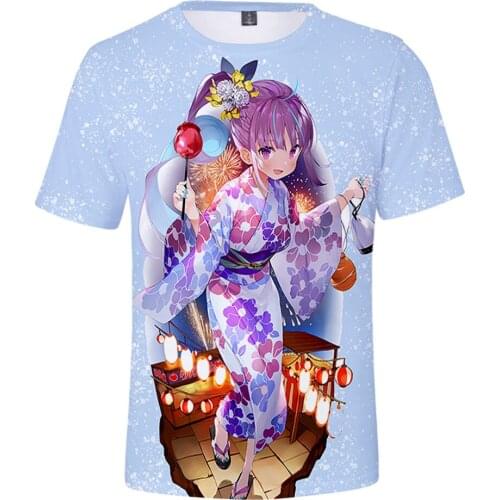 New HOLOLIVE VTuber minato aqua 3D Spring Summer Preppy Style Men/Women Street Clothes T-shirt Lovely Kawaii Retro tops