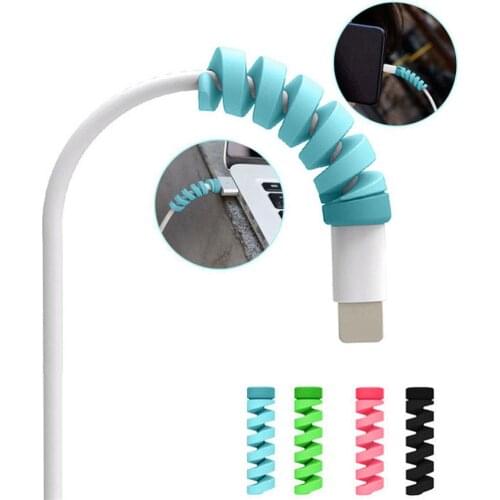 4Pcs/Set New Spiral Cable Protector Data Line Cord Protector Protective Case Cable Winder Cover For iPhone USB Charger Cable