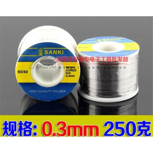 New Welding SANKI solder wire Reel 250g FLUX 2.0% 0.3mm 60/40 45FT Tin Lead Line Rosin Core Flux Solder Soldering Wholesale