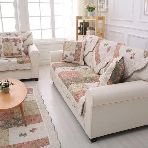 Wholesale Anti Slip Cotton Handmade Butterfly Knot Hand Embroidery Sofa Cover