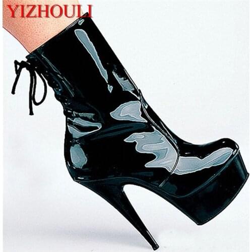 Super high heels, wedding photo shoes, 15 cm baking enamel, low boots and high heels Dance Shoes