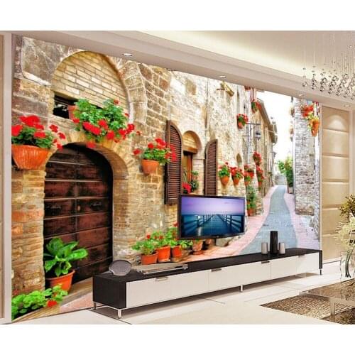 Custom photo wallpaper large 3D Stereo romantic Continental Flower Alley TV background wallpaper 3d mural wallpaper
