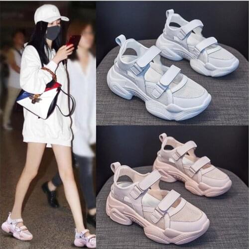 Womens Baotou Sandals Women 2020 Platform Shoes Fashion Baotou Sandals Mesh Breathable Wear-resistant Womens Shoes 35-40