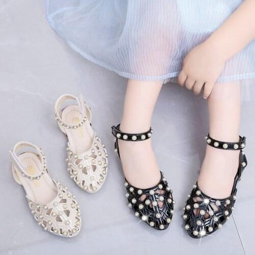 Girls sandals bag head girl high heel princess shoes soft sole childrens pearl shoes sandals for Girls womans shoes