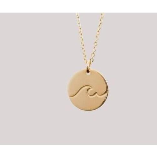 SanLan 1pcs stainless steel The Wave Disc Necklace
