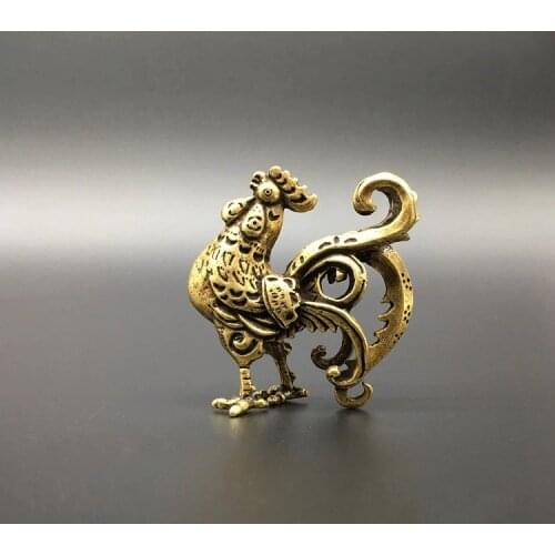 Collectable Chinese Brass Carved Zodiac Animal Chicken Cock Exquisite Small Statues
