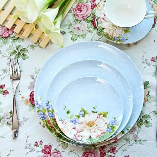 Blue and pink Floral Dinnerware set tableware bone china 10.5 inch dinner plate 8 inch salad plate 6 inch dessert plate dish