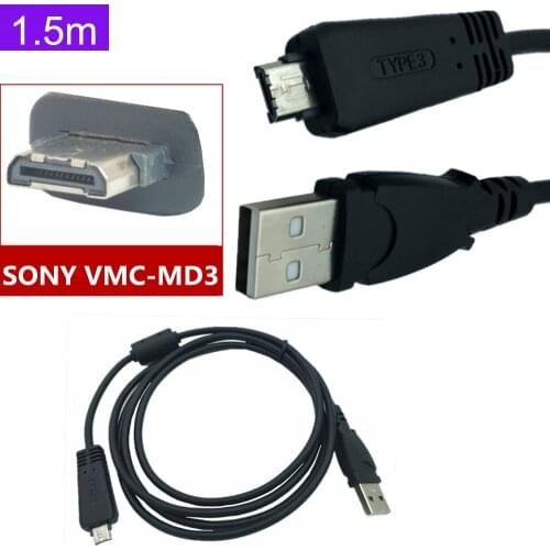 VMC-MD3 Digital Camera USB Data Charger Cable for Sony CyberShot DSC-W570 WX10 1.5M