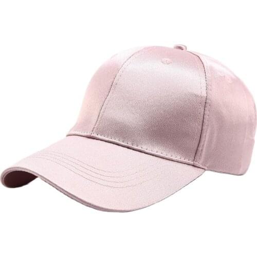 Women Men 6 panels cheap customize smooth plain Satin Baseball Caps