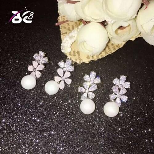 Be 8 Brand 2018 New Design Romantic Jewelry AAA Cubic Zirconia Flower Shape Stud Earrings for Women Wedding Jewelry E732