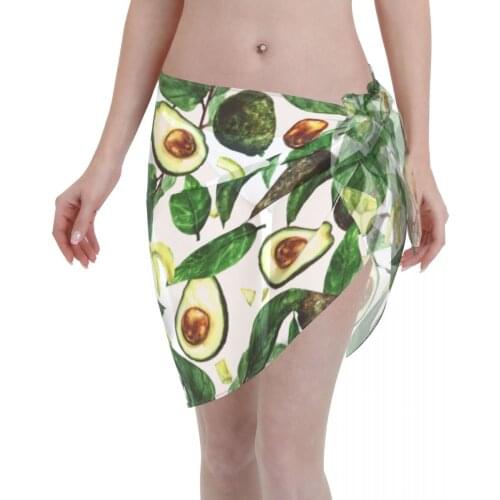 Women Beach Bikini Cover Up Avocado Pattern Wrap Skirt Sarong Scarf Beachwear Bathing Suit Beachwear Swimsuits
