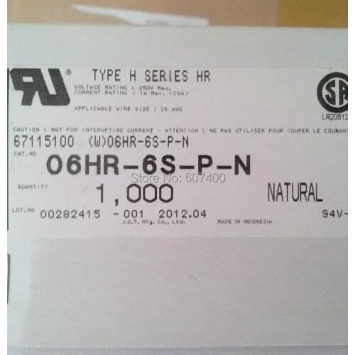 06HR-6S-P-N CONN RECEPT HR 6POS 2.5MM WHITE Connectors terminals housings 100% new parts