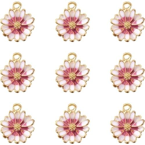 10Pcs Flower Enamel Charm Pendant for DIY Jewelry Making Fashion Cute Earring Necklace Bracelet Charms Finding Accessories
