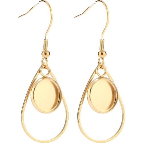 10pcs Exquisite Gold/Steel Teardrop Stainless Steel 27*45mm Earrings Bases Settings Earring Blank DIY Earring Kits Bezel Making
