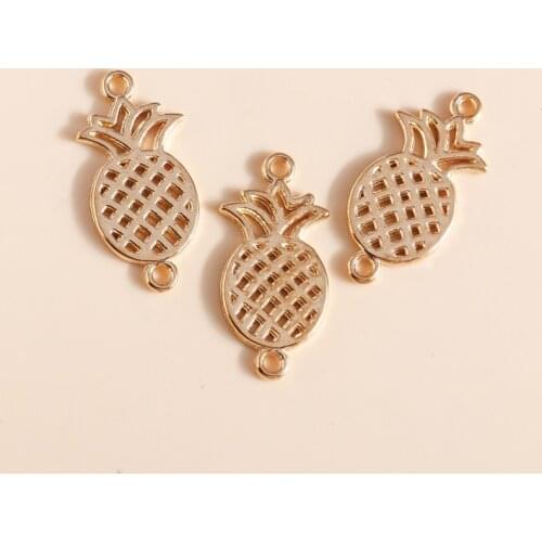 20pcs 13*27mm Gold Color Pineapple Charms Connector Fit Necklaces Pendants Bracelets Making DIY Handmade Jewelry Accessories
