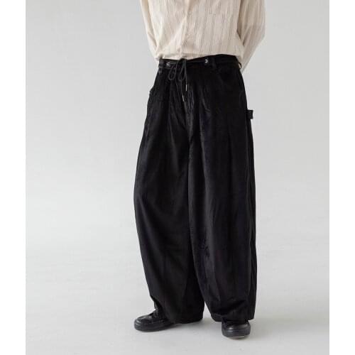 2021 Men Womens clothing Hair Stylist Catwalk Velvety retro drape slacks Wide Leg Pants Plus Size costumes 27-46