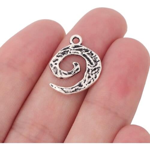 50 x Tibetan Silver Hammered Spiral Swirl Vortex Charms Pendants Beads for Bracelet Jewelry Making Accessories 21x17mm