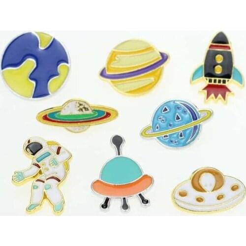 Aerospace series planet astronauts astronomical telescope spaceship aircraft dripping brooch