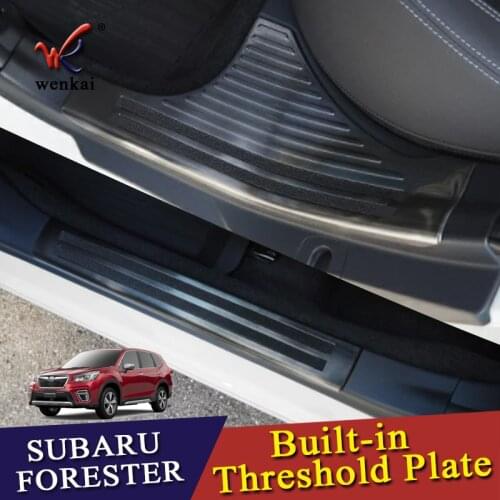 Car Accessories Matte Black Pedal Door Sill Scuff Plate Cover Inner Built-in Threshold Part For Subaru Forester SK 2018 2019
