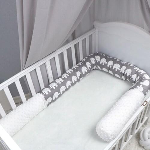 200cm Fluff Baby crib bedding Bumpers Cartoon Breathable Cotton Crib Bed Bumper Boys Girls Protector Pad