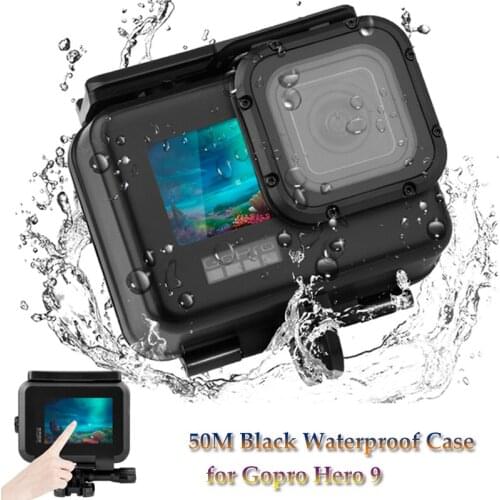 50M Black Waterproof Case for GoPro Hero 9 Black Underwater Diving Housing Cover with Touch Screen Back Cover for GoPro Hero 9