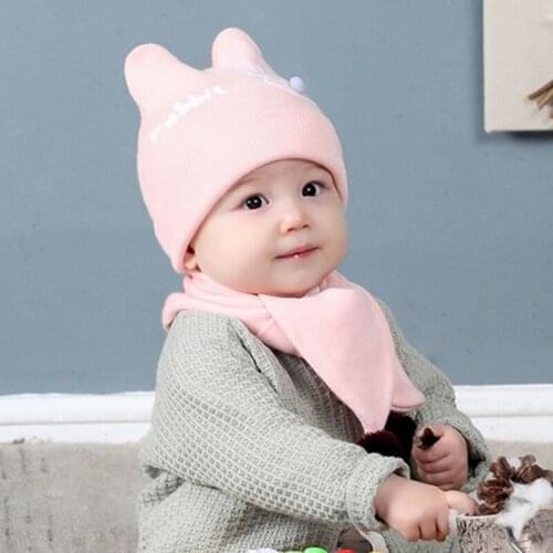 Cartoon Print Children Hat + Scarf Warm Winter Baby Boys Girls Set