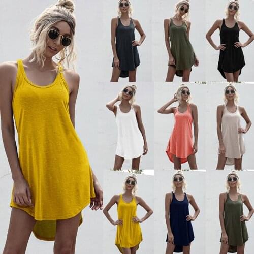 Однотонные летние платья ECTIC China At AliExpress