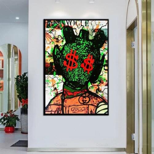 Canvas Picture Alec Monopoly Home Decor Graffiti Print Wall Art Alec Monopoly"Alien Head"Poster Beauty Painting Living RoomFrame