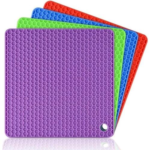 Square Honeycomb Non-slip Heat-Resistant Silicone Mats Bowl Pad Pot Holder Thicken Insulation Table Placemat Home Desktop Deco