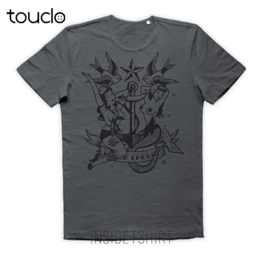 Maglietta Old School Tattoo Maglia Vintage Pin-Up Sirena Ancora 2019 New Arrival Summer Men Short Sleeve Tee Tops T Shirt