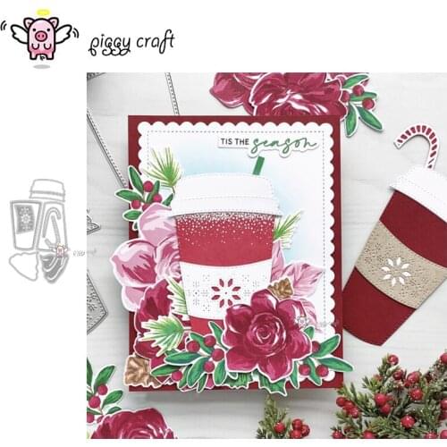 Piggy Craft metal cutting dies cut die mold Christmas coffee cup Scrapbook paper craft knife mould blade punch stencils dies