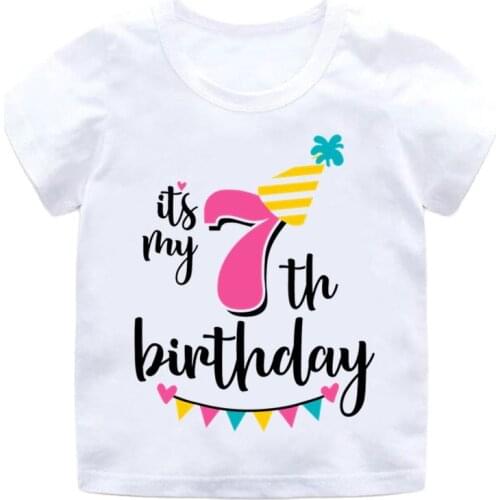 Cutyome Toddler Kids Happy Birthday T Shirts White Boys Girls Clothes Number 1-9 Print Funny T Shirt Birthday Gifts 3 7 8 9 Tops