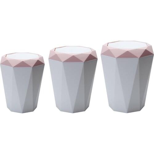 Nordic Flap Type Mini Trash Can Desktop Diamond Shape Waste Bin Storage Bucket For Kitchen Living Room Bathroom Home Office