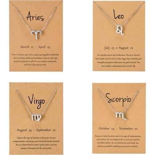 Fashion 12 Constellation Pendant Necklace Wish Card Clavicle Chain Necklaces for Women Jewelry Birthday Present Choker Jewelry