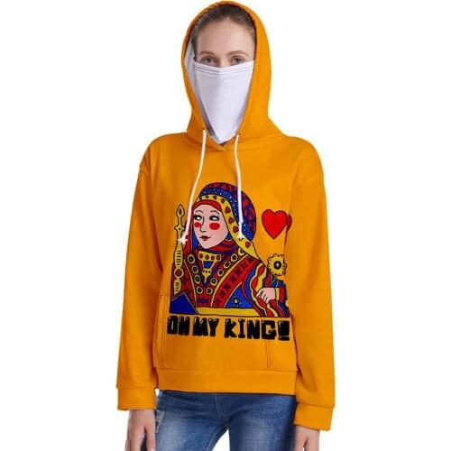 Harajuku Fashion 3D Sweatshirts Men/Women Design KING QUEEN Hooded Hoody Streetwear Hiphop Polluvers Hoodie Top and Headscarf