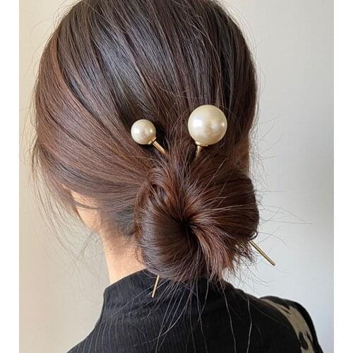 Fashion Jewelry Artificial Pearl Hair Stick Sweet U-shaped Hairpin Headdress Wedding Bride Hair Accessories