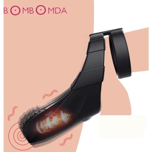 Men Cock Penis Ring Dick Sex Toys 10 Modes Vibrating Cock Ring For Delay Ejaculation Lock Scrotum Penis Ring Male Cage Device